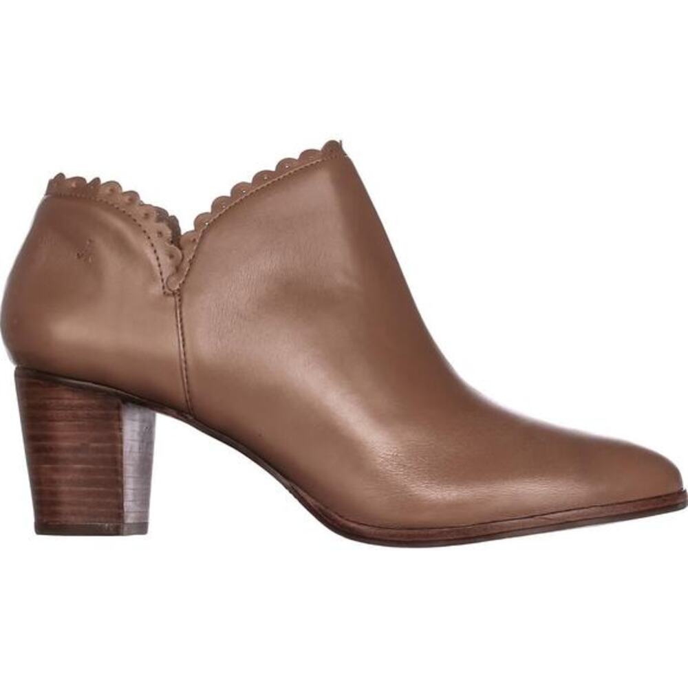 Jack Rogers Marianne Scalloped Low Rise Booties Cognac brown round toe size 8